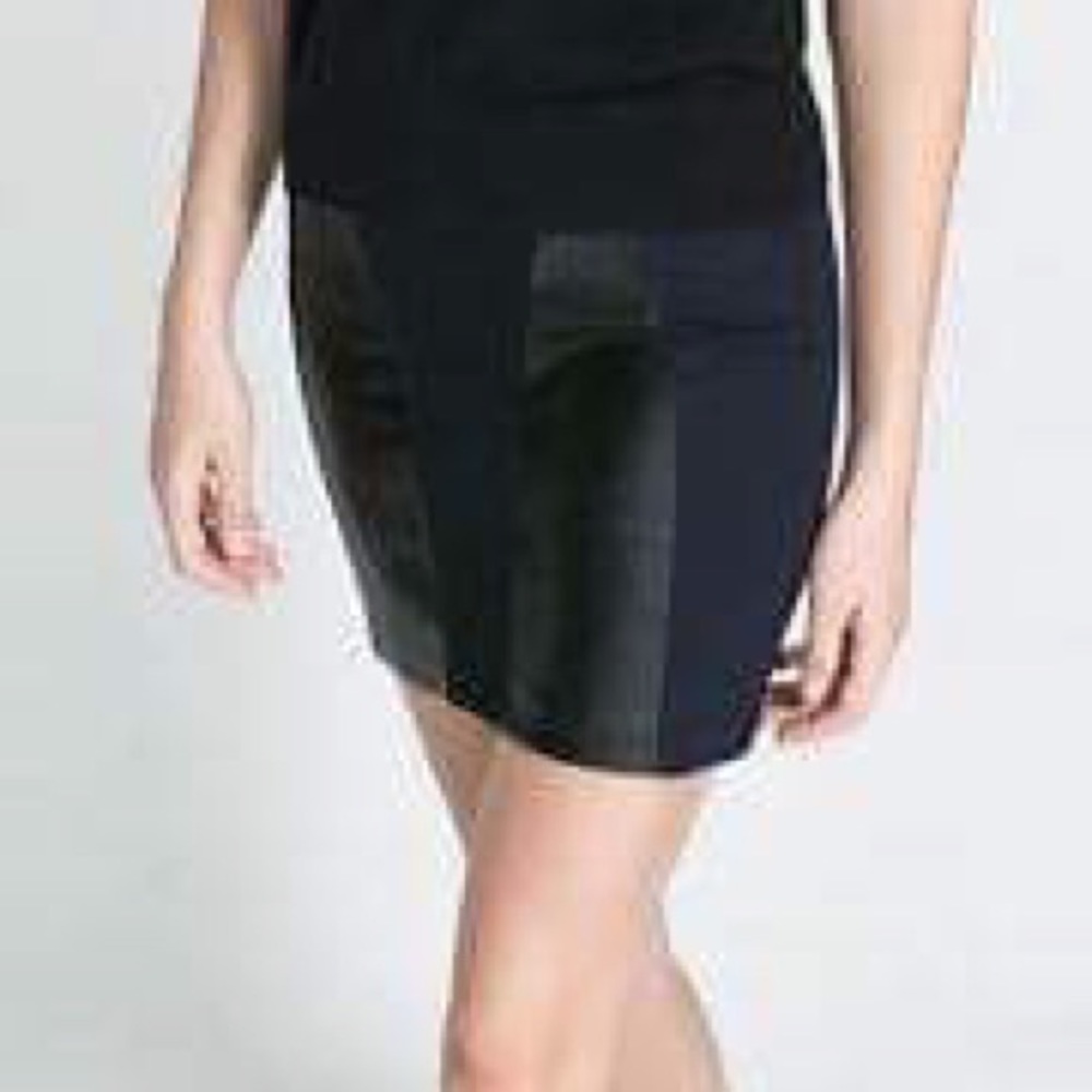 Zara Leather Panel Mini Skirt NWT